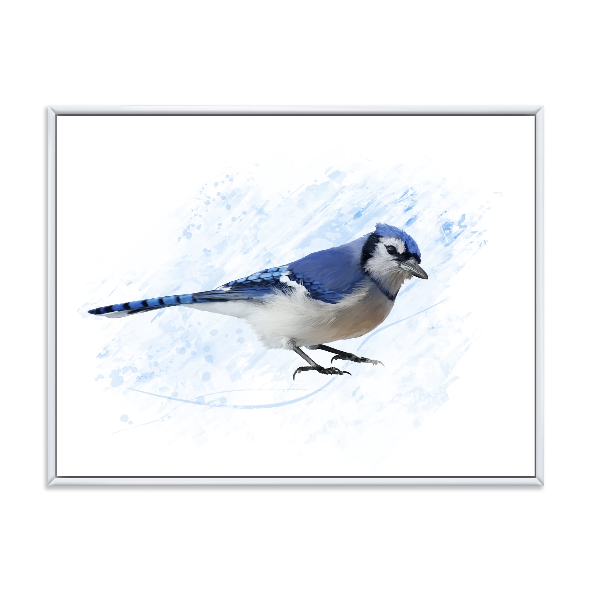Designart 'Ancient Blue Jay Bird' Traditional Framed Canvas Wall Art Print