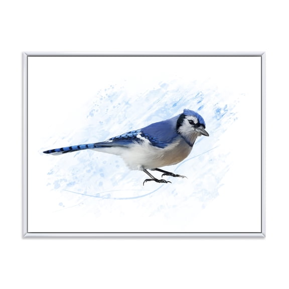 Designart 'Ancient Blue Jay Bird' Traditional Framed Canvas Wall Art Print