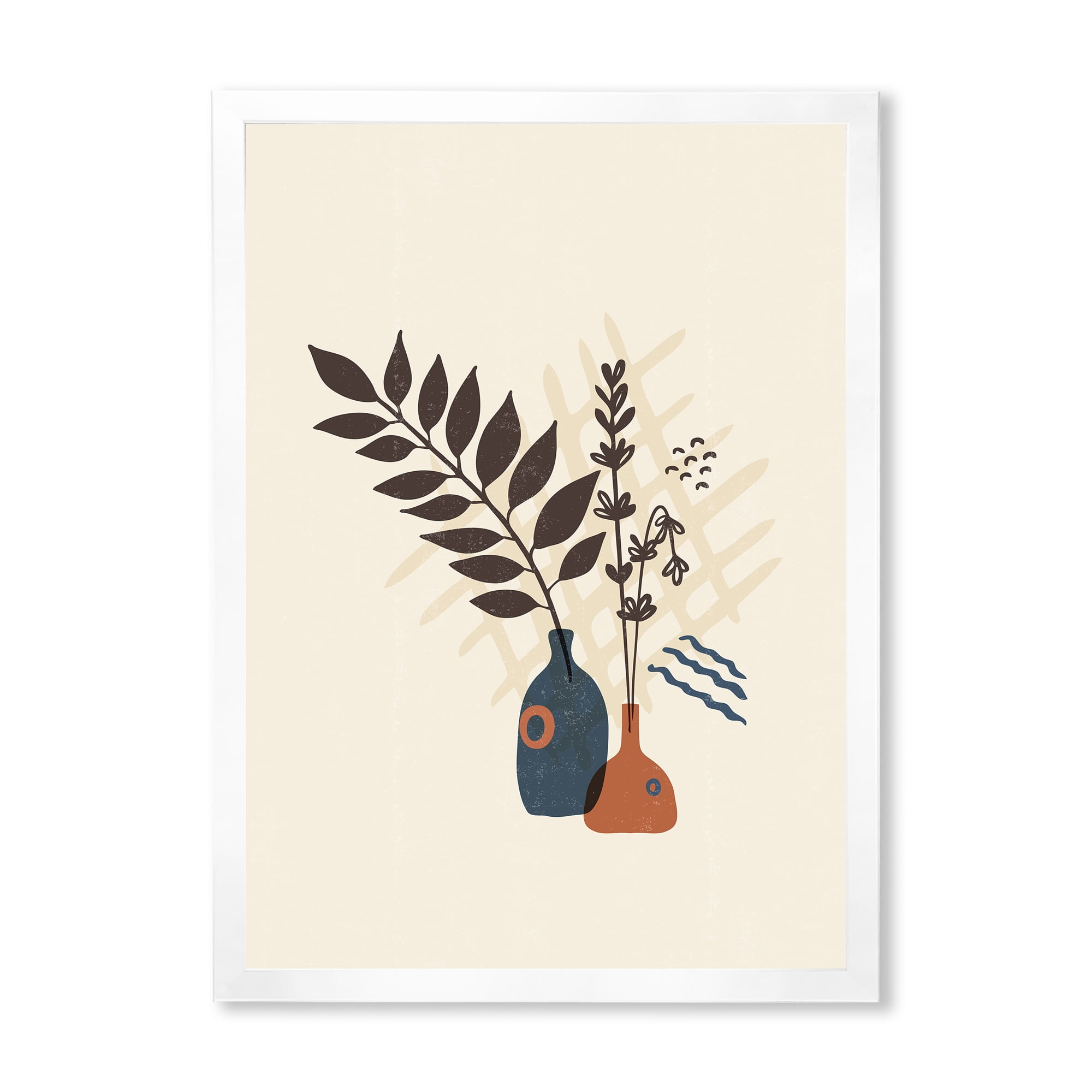 Designart 'Ancient Boho Art Minimalistic Flowers I' Modern Framed Art Print