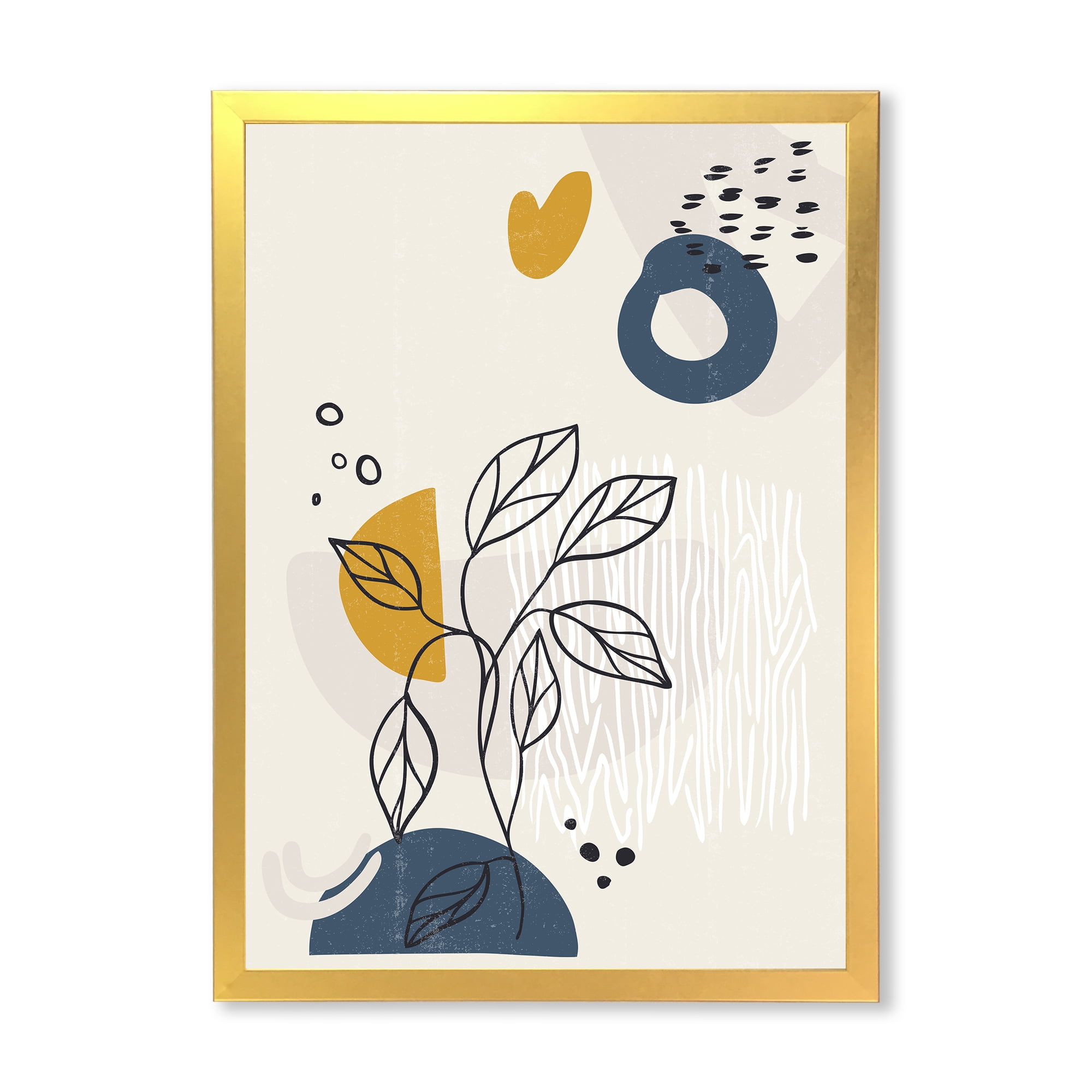 Designart 'Ancient Boho Art Minimalistic Flowers II' Modern Framed Art Print