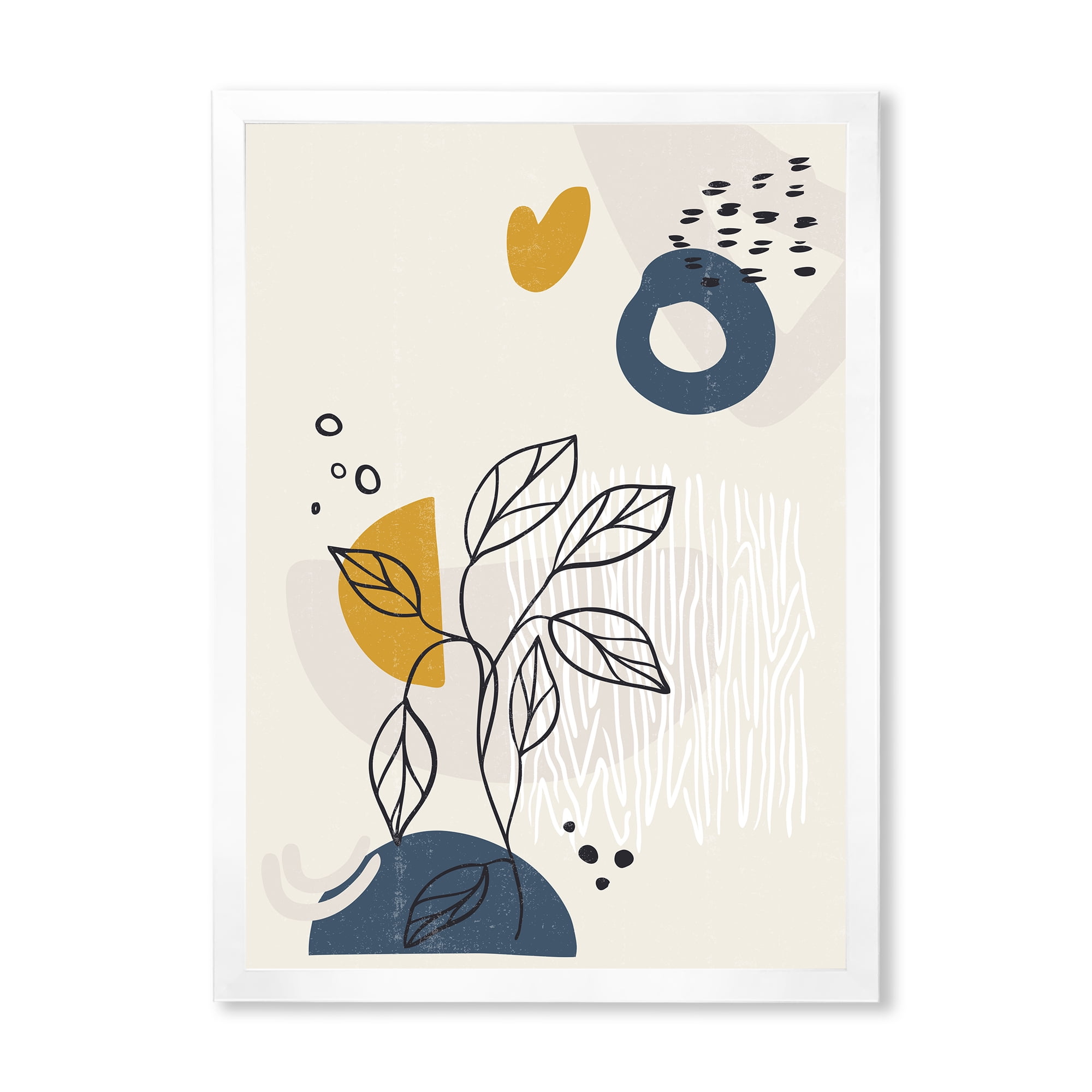 Designart 'Ancient Boho Art Minimalistic Flowers II' Modern Framed Art Print
