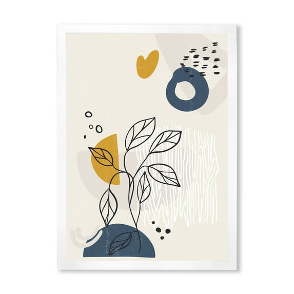 Designart 'Ancient Boho Art Minimalistic Flowers II' Modern Framed Art Print