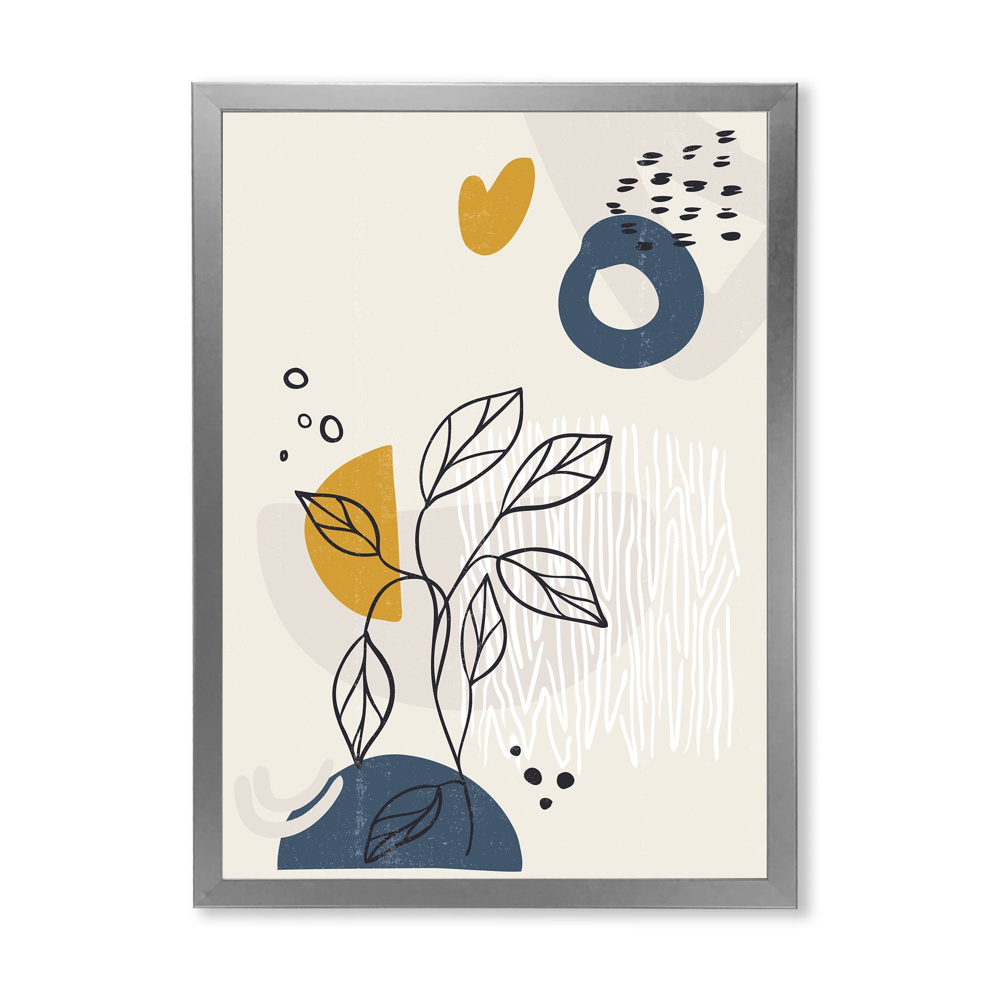 Designart 'Ancient Boho Art Minimalistic Flowers II' Modern Framed Art Print