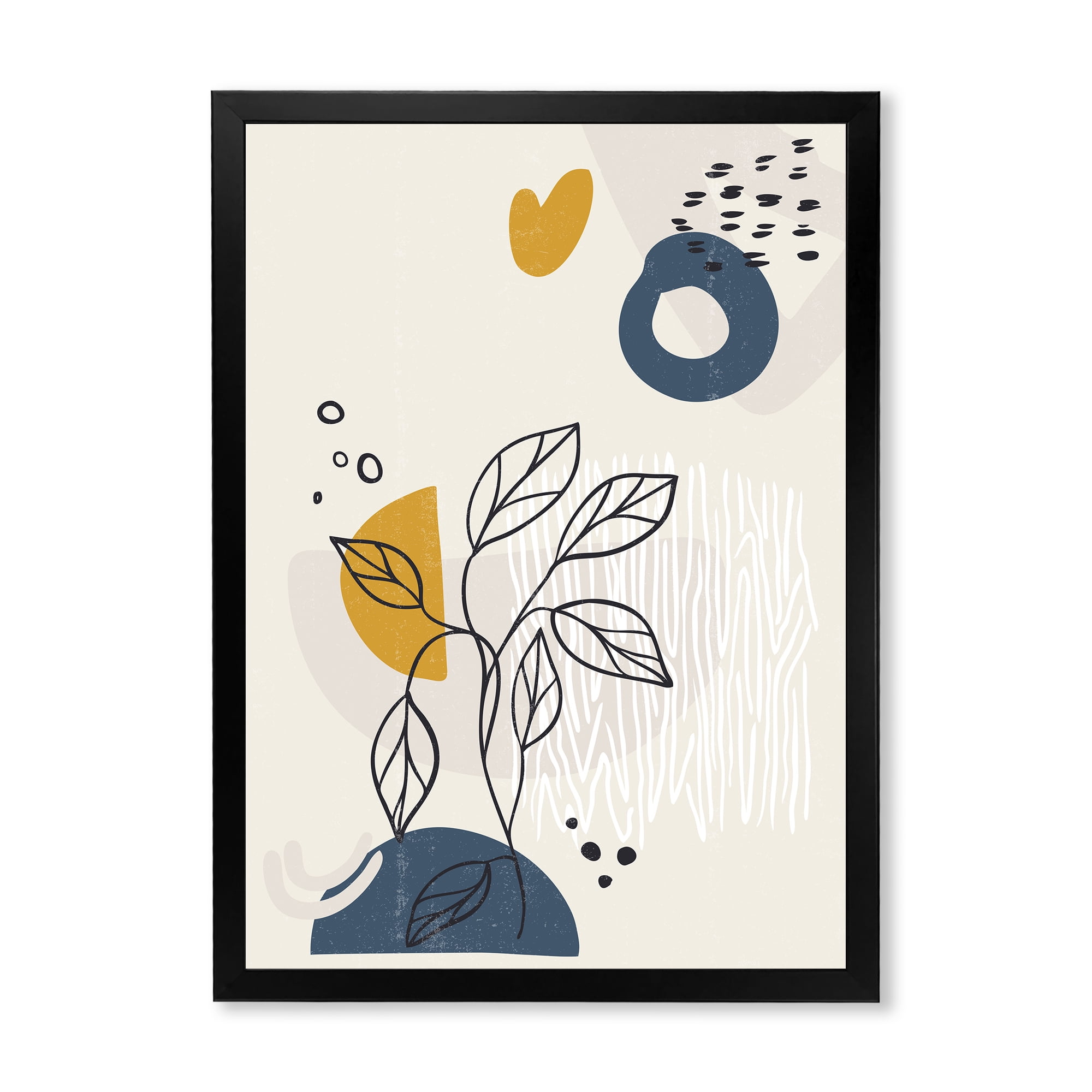 Designart 'Ancient Boho Art Minimalistic Flowers II' Modern Framed Art Print