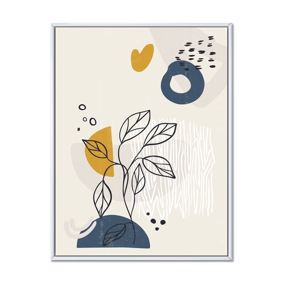 Designart 'Ancient Boho Art Minimalistic Flowers II' Modern Framed Canvas Wall Art Print