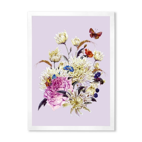 Designart 'Ancient Chrysanthemums With Bouquet I' Traditional Framed Art Print