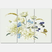 Designart ' Ancient Chrysanthemums With Bouquet II ' Traditional Canvas Wall Art Print