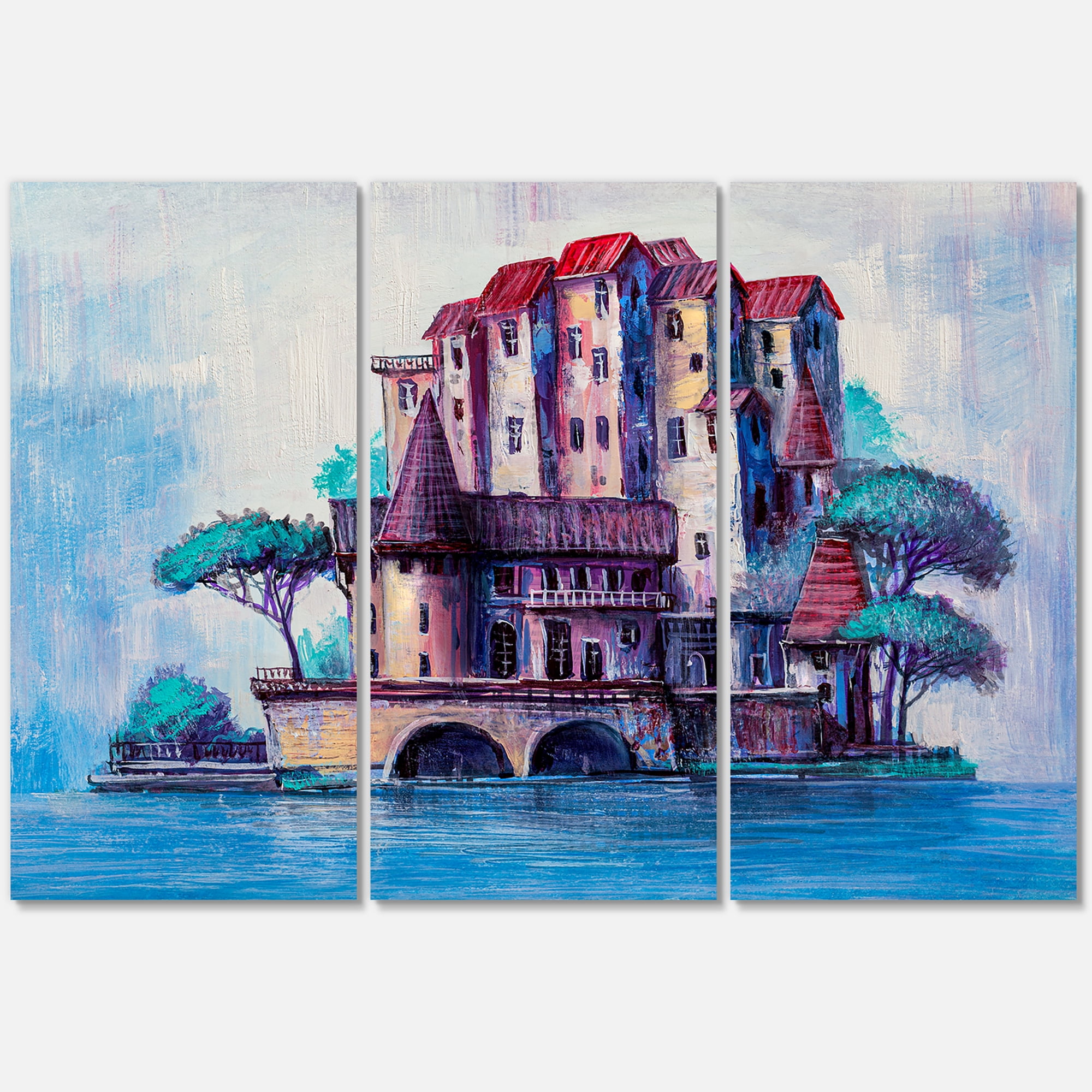 Designart ' Ancient City Skypscrapers By The Bridge ' Traditional Canvas Wall Art Print