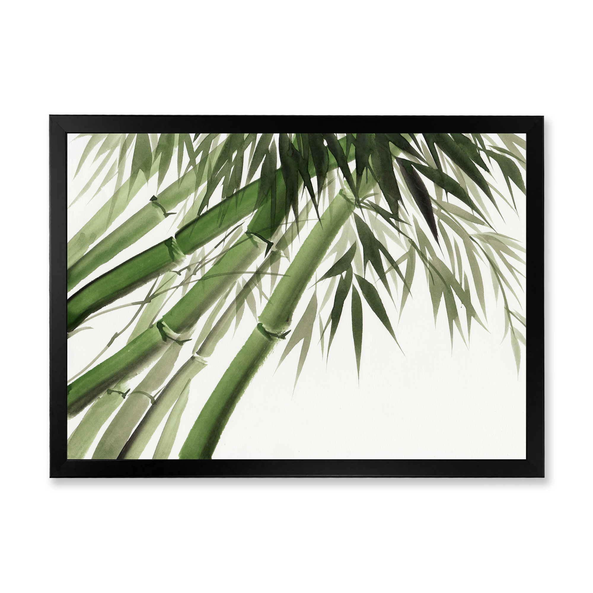 Designart 'Ancient Dark Green Bamboo' Traditional Framed Art Print