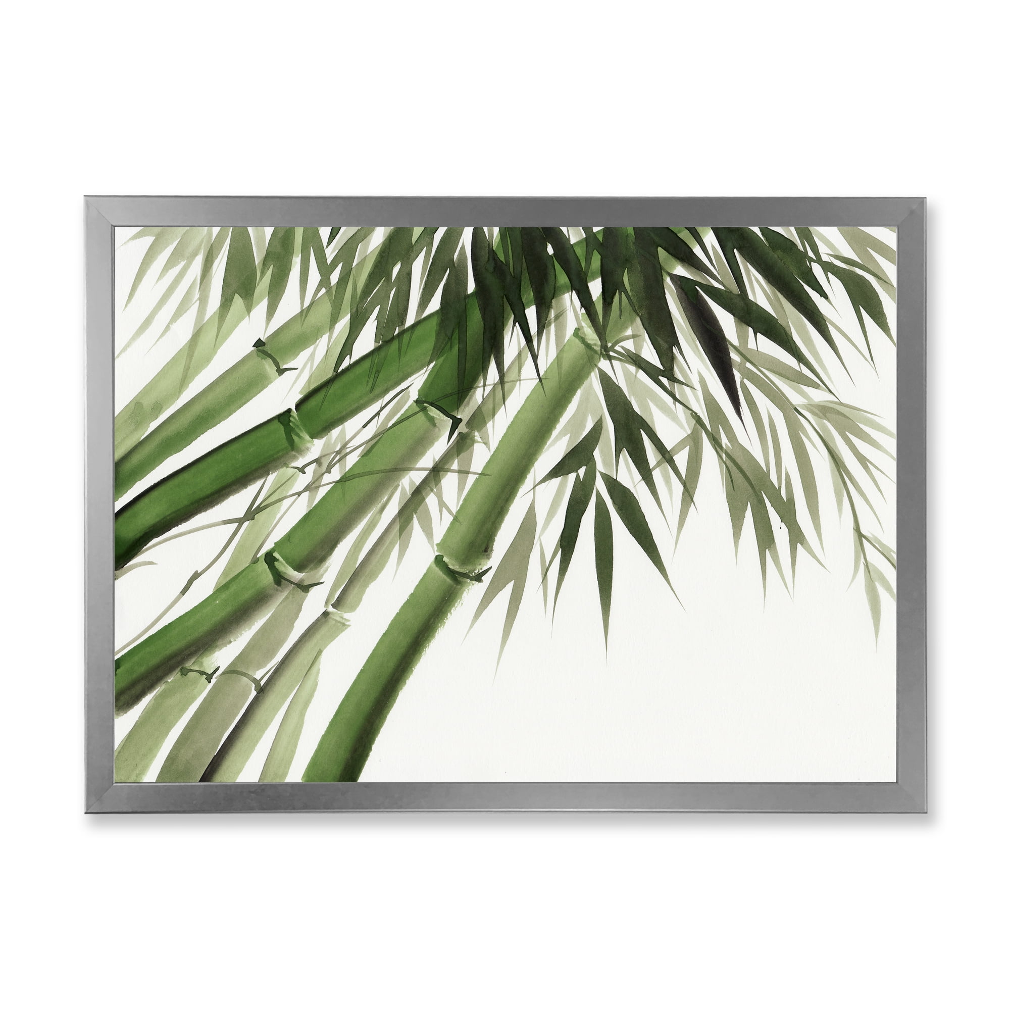Designart 'Ancient Dark Green Bamboo' Traditional Framed Art Print