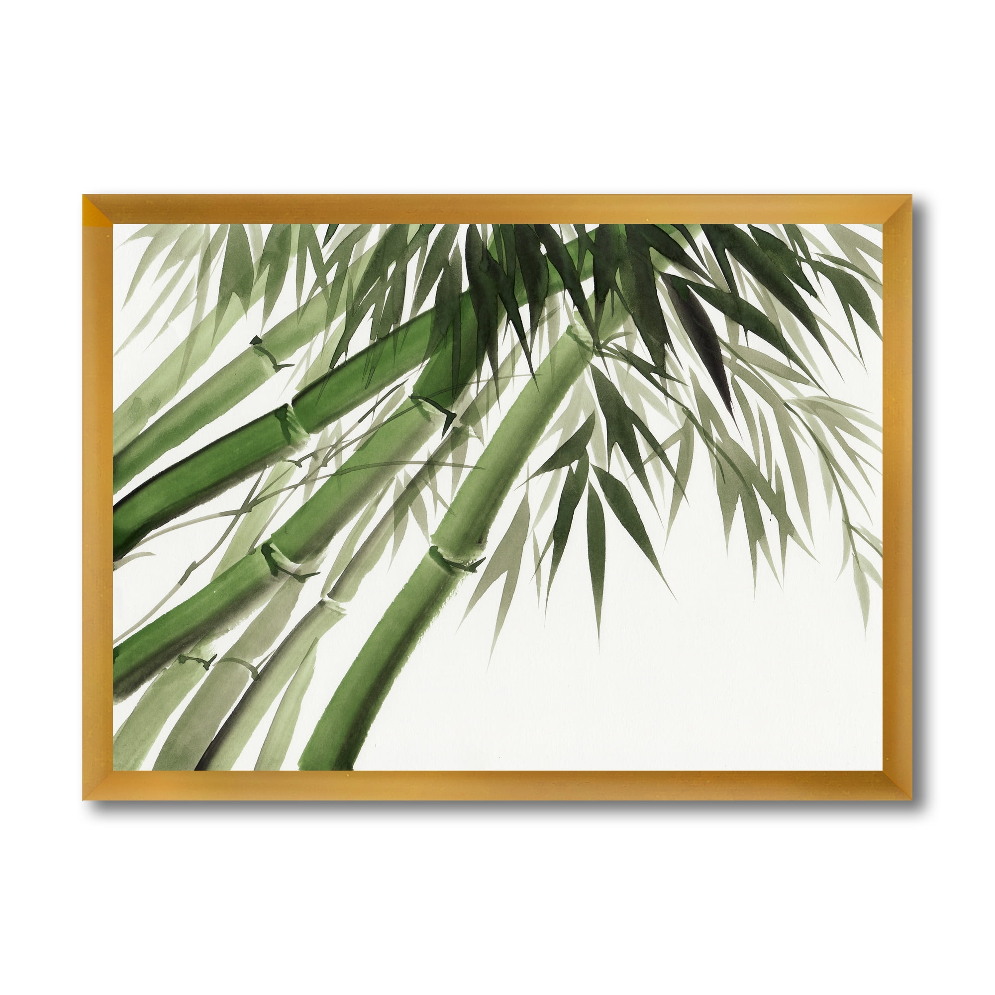 Designart 'Ancient Dark Green Bamboo' Traditional Framed Art Print
