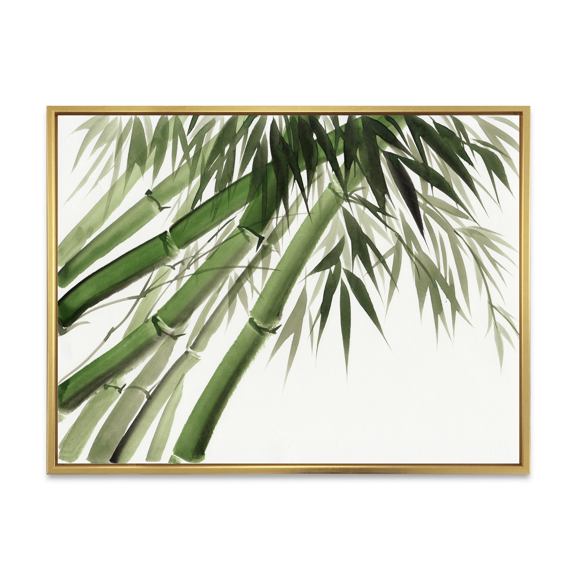 Designart 'Ancient Dark Green Bamboo' Traditional Framed Canvas Wall Art Print