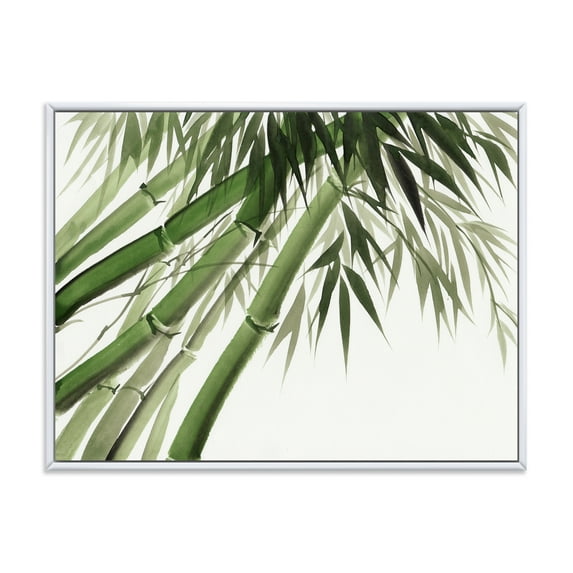 Designart 'Ancient Dark Green Bamboo' Traditional Framed Canvas Wall Art Print
