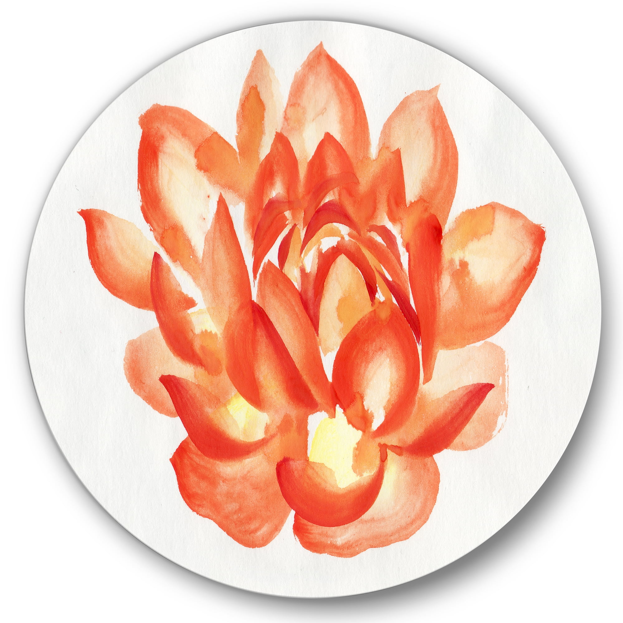 Designart 'Ancient Detail of A Orange Lotus' Traditional Circle Metal Wall Art 11x11 - Disc of 11