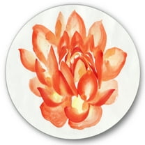Designart 'Ancient Detail of A Orange Lotus' Traditional Circle Metal Wall Art 36x36 - Disc of 36