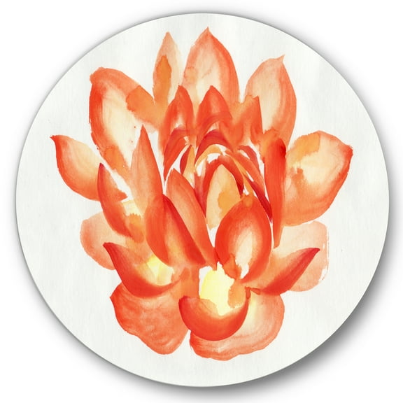 Designart 'Ancient Detail of A Orange Lotus' Traditional Circle Metal Wall Art 36x36 - Disc of 36