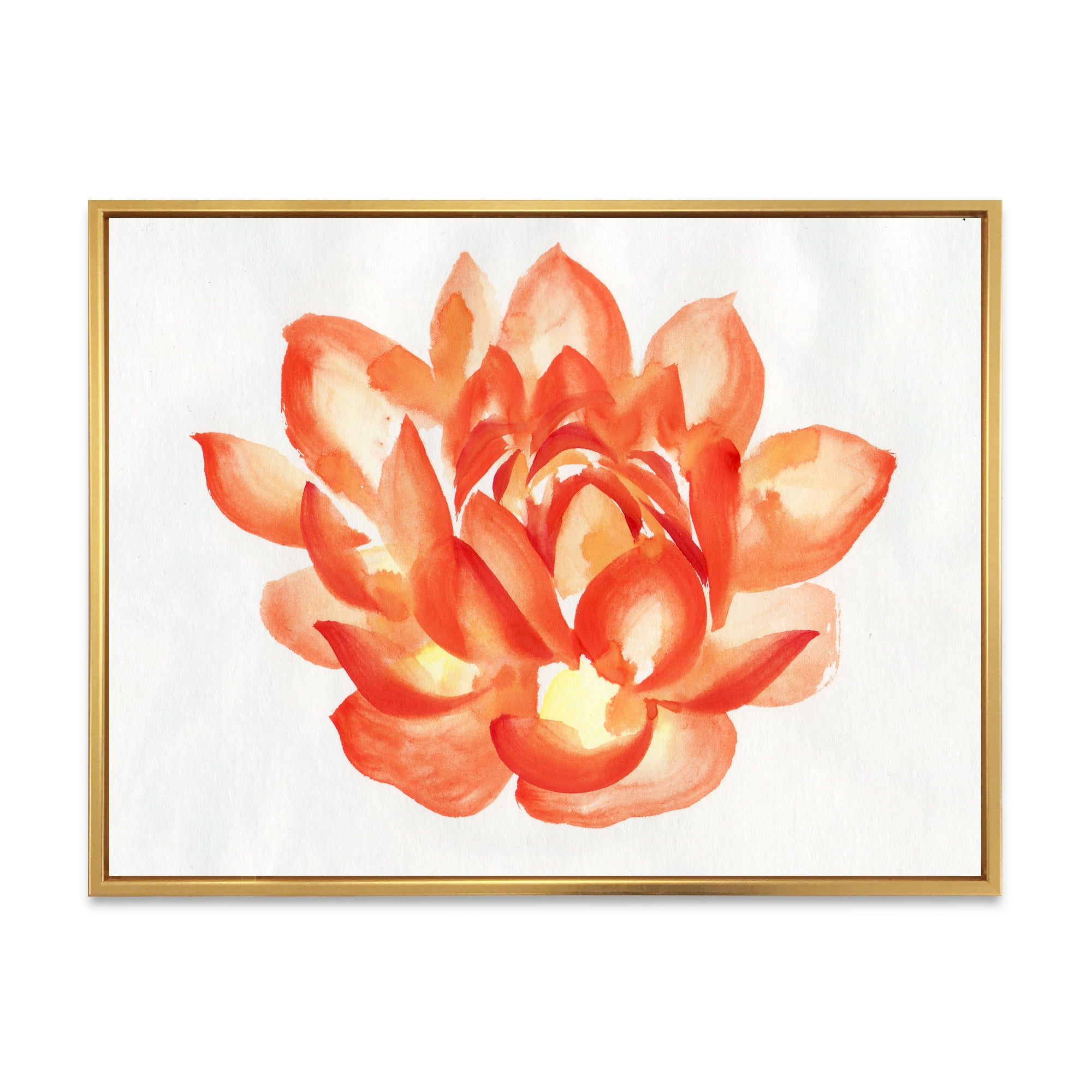 Designart 'Ancient Detail of A Orange Lotus' Traditional Framed Canvas Wall Art Print