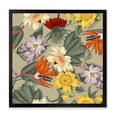 thumbnail image 1 of Designart 'Ancient Exotic Flowers In Orange and Yellow' Traditional Framed Art Print, 1 of 4