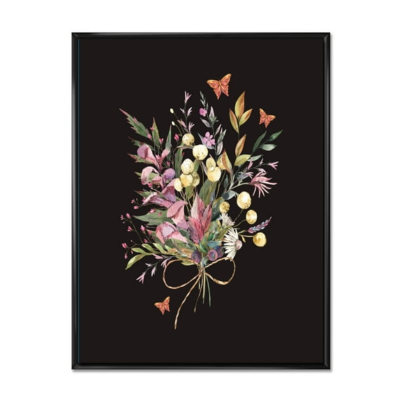 Designart 'Ancient Floral Summer Wildflowers Arrangement' Traditional Framed Canvas Wall Art Print