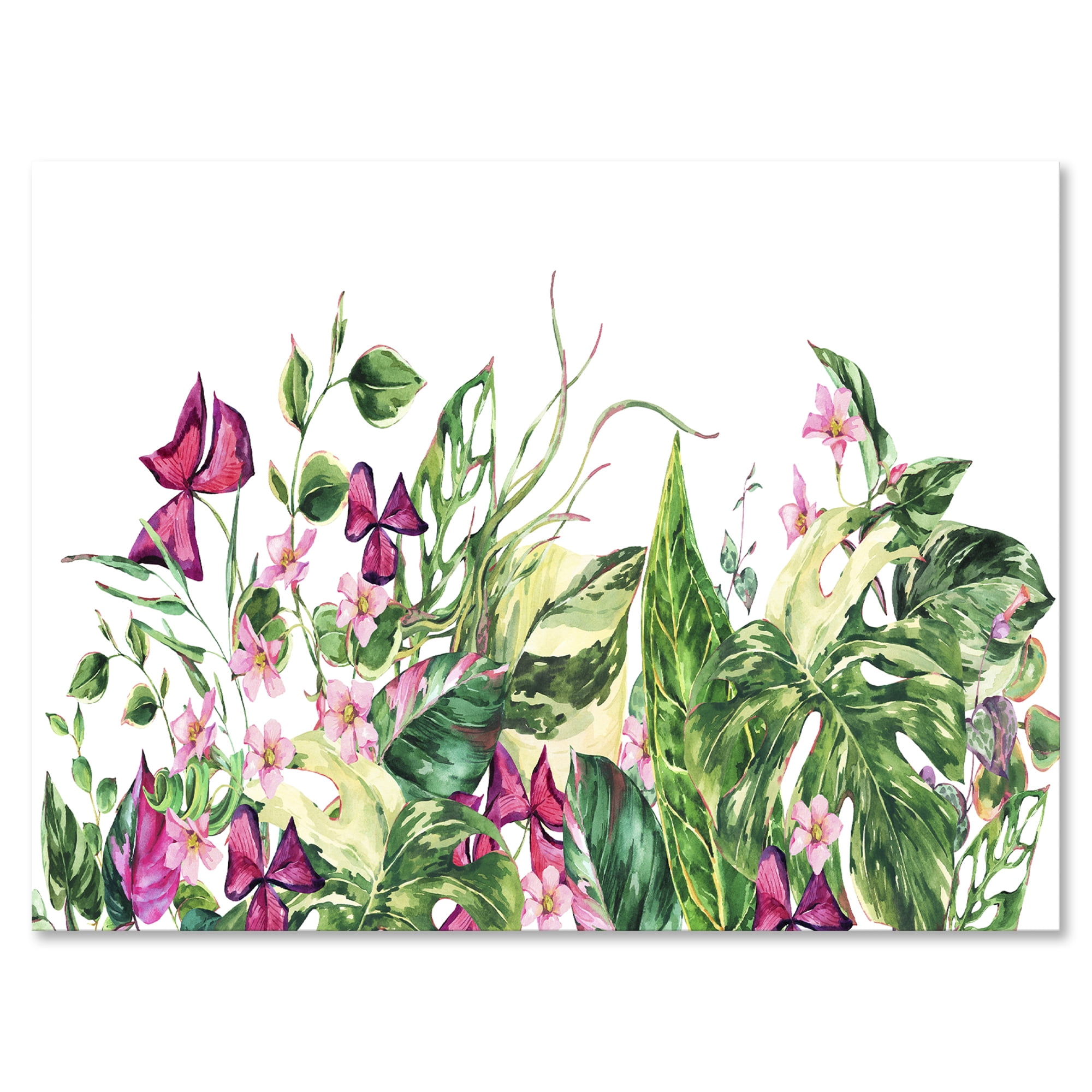 Designart ' Ancient Floral Tropical Leaves I ' Tropical Canvas Wall Art Print