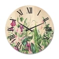 thumbnail image 1 of Designart 'Ancient Floral Tropical Leaves I' Tropical Wood Wall Clock, 1 of 5