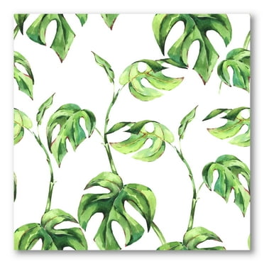 Designart ' Ancient Floral Tropical Leaves II ' Tropical Canvas Wall Art Print