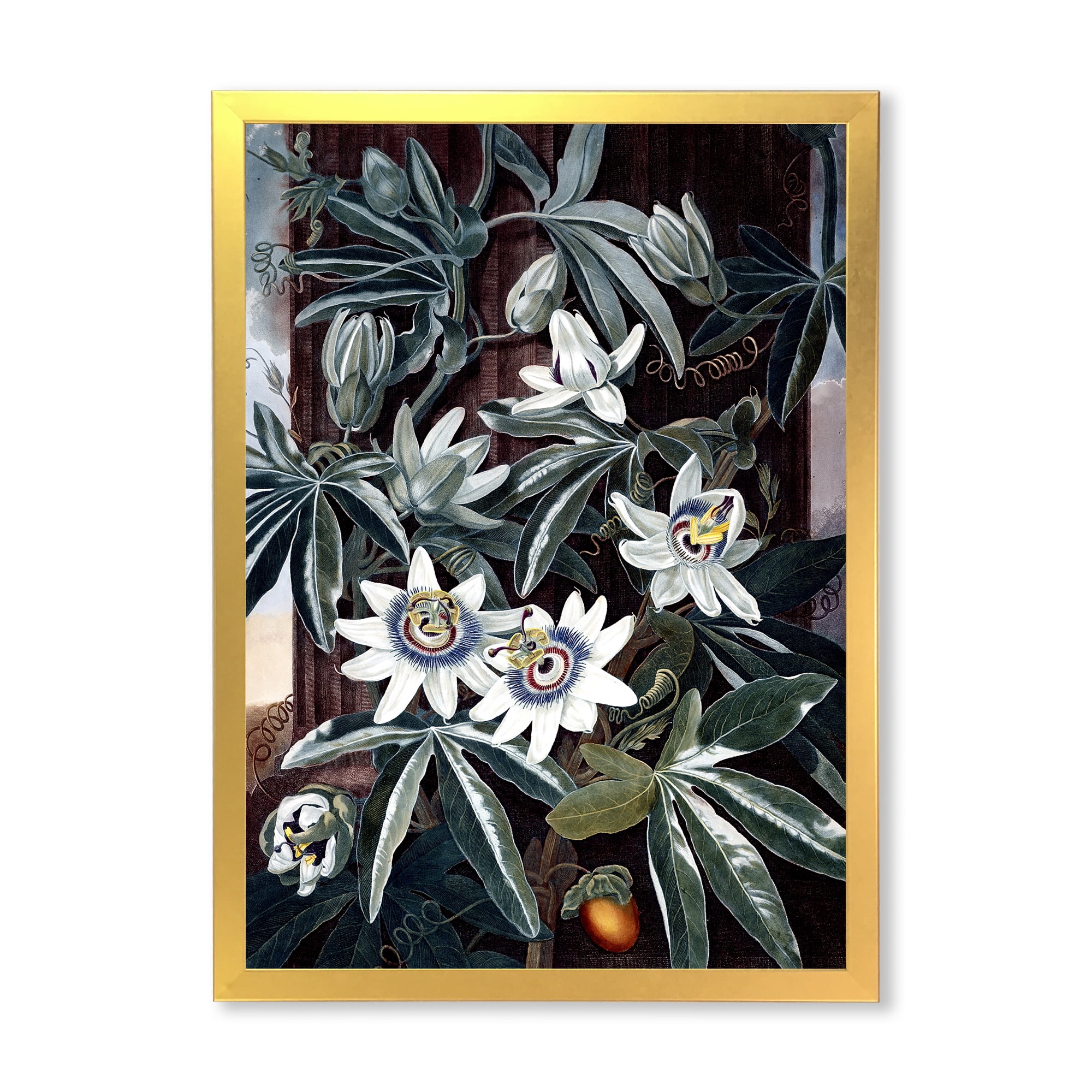 Designart 'Ancient Flowers I' Traditional Framed Art Print