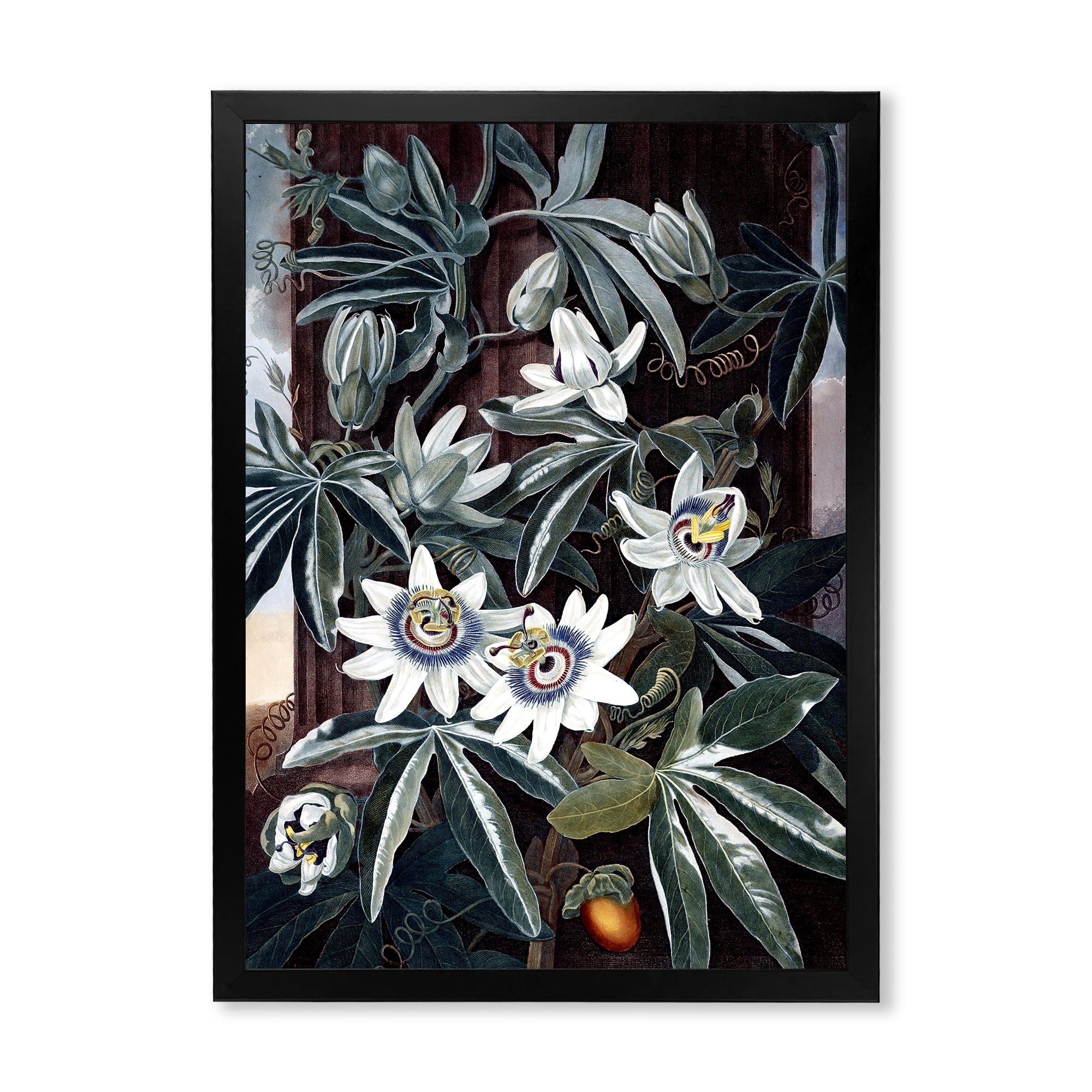 Designart 'Ancient Flowers I' Traditional Framed Art Print
