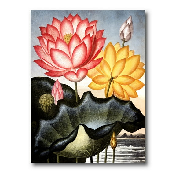 Designart ' Ancient Flowers II ' Traditional Canvas Wall Art Print