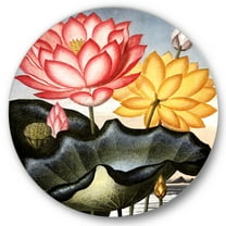 Designart 'Ancient Flowers II' Traditional Circle Metal Wall Art 36x36 - Disc of 36