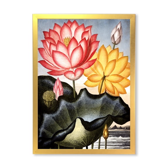 Designart 'Ancient Flowers II' Traditional Framed Art Print