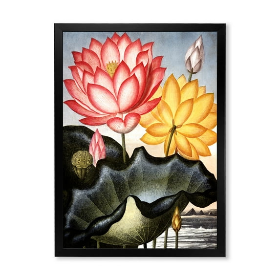 Designart 'Ancient Flowers II' Traditional Framed Art Print