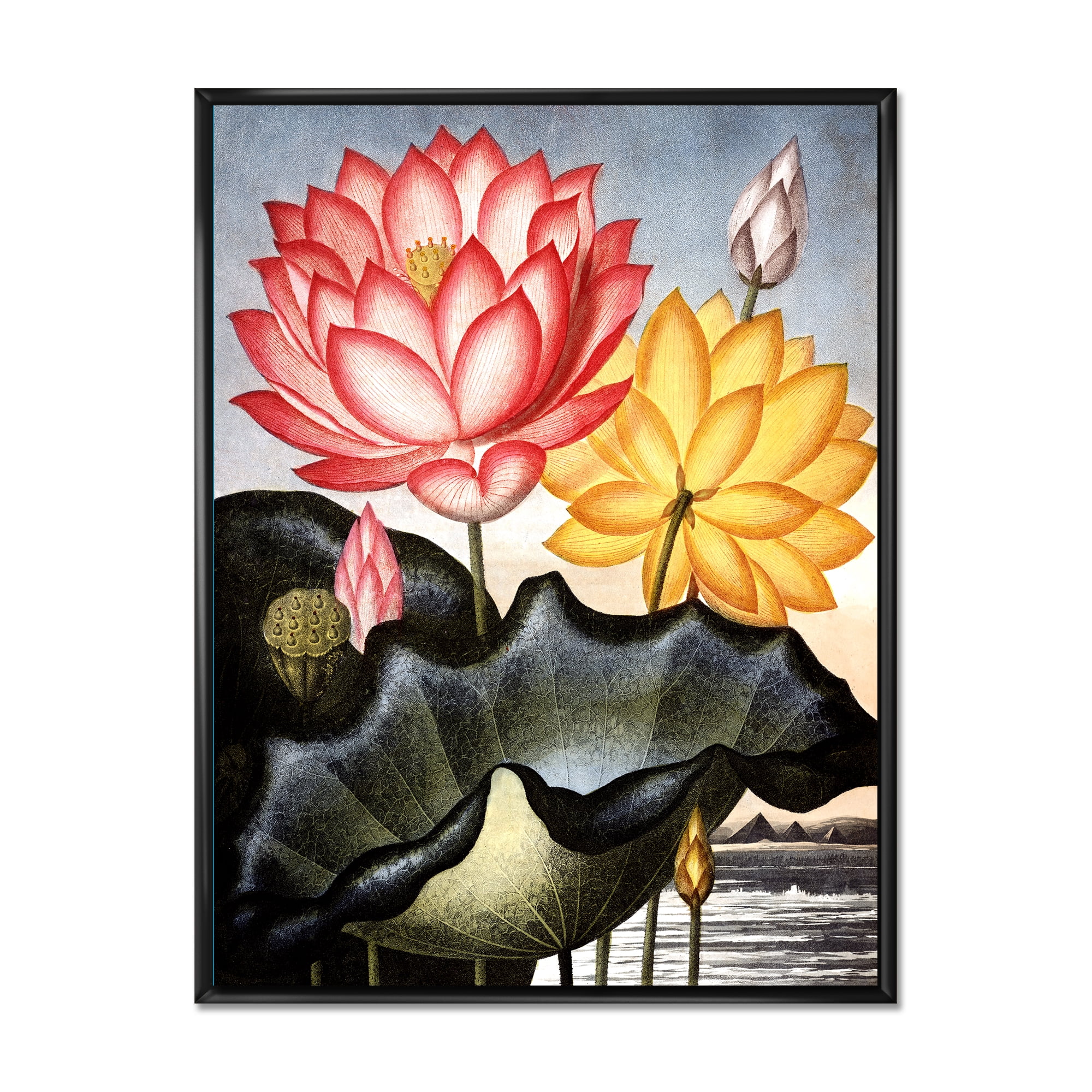 Designart 'Ancient Flowers II' Traditional Framed Canvas Wall Art Print