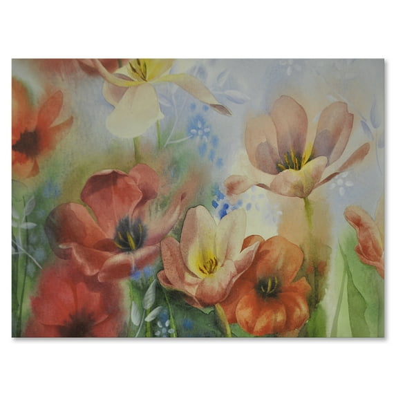 Designart ' Ancient Flowers In Dark Pastel Colours ' Traditional Canvas Wall Art Print