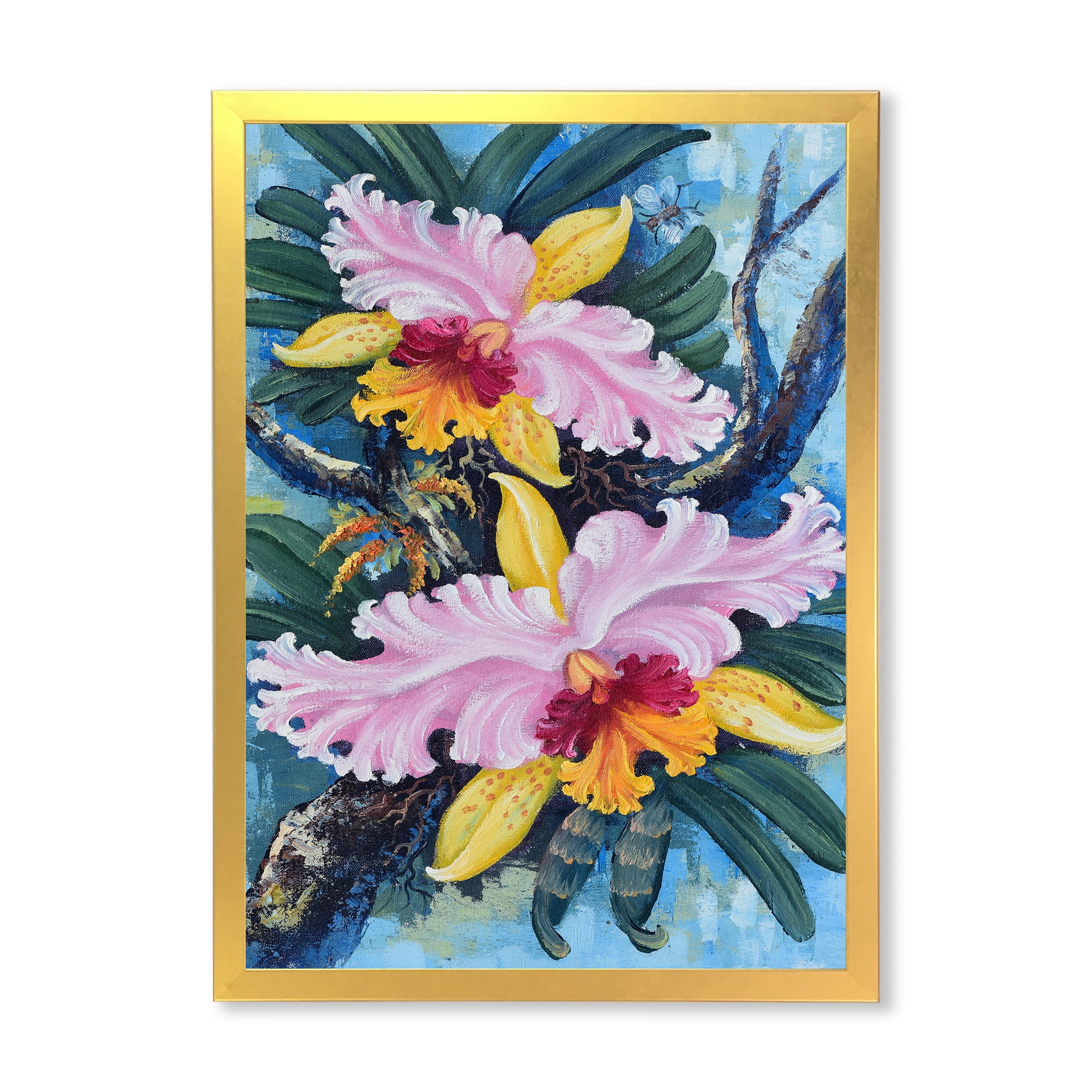 Designart 'Ancient Forest Orchids I' Traditional Framed Art Print