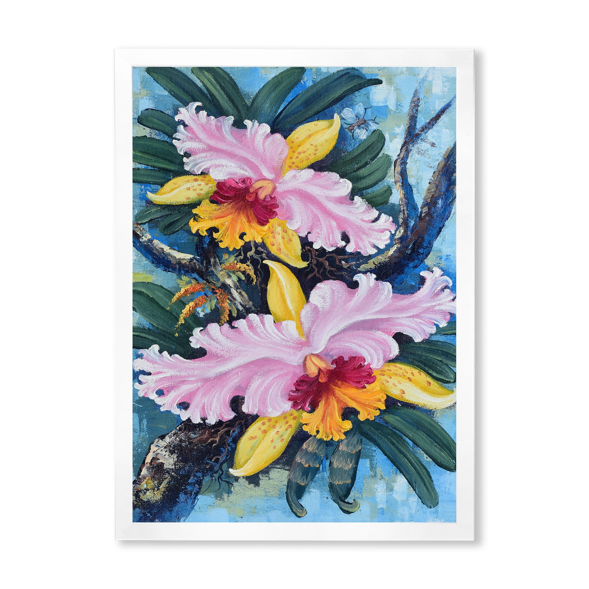 Designart 'Ancient Forest Orchids I' Traditional Framed Art Print