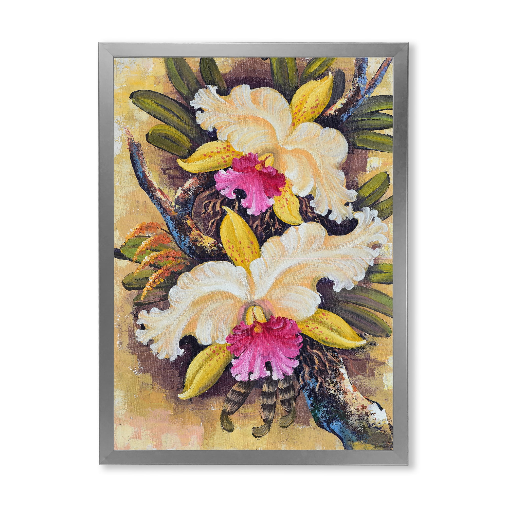 Designart 'Ancient Forest Orchids II' Traditional Framed Art Print