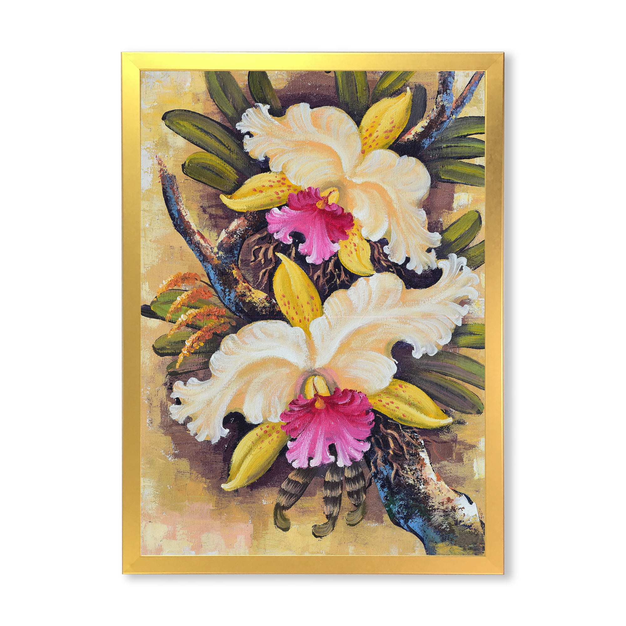 Designart 'Ancient Forest Orchids II' Traditional Framed Art Print