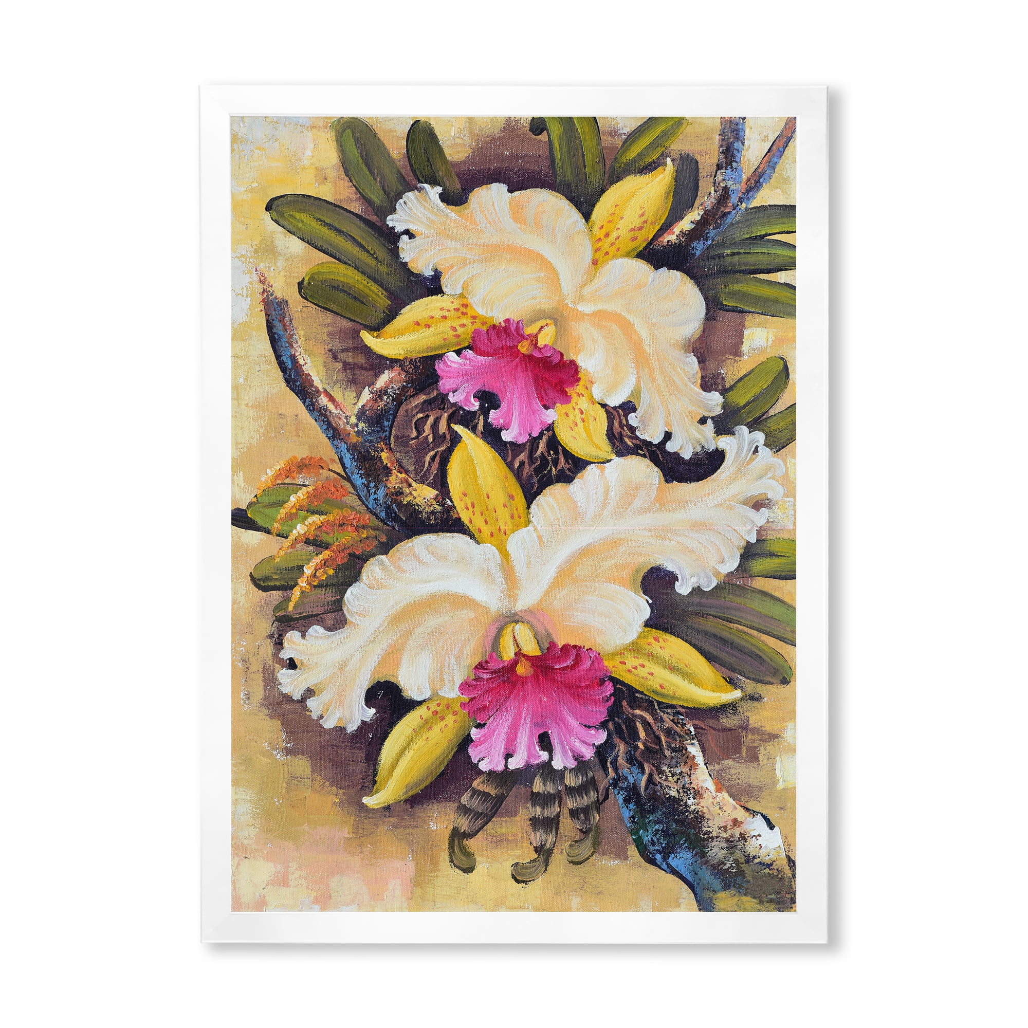 Designart 'Ancient Forest Orchids II' Traditional Framed Art Print