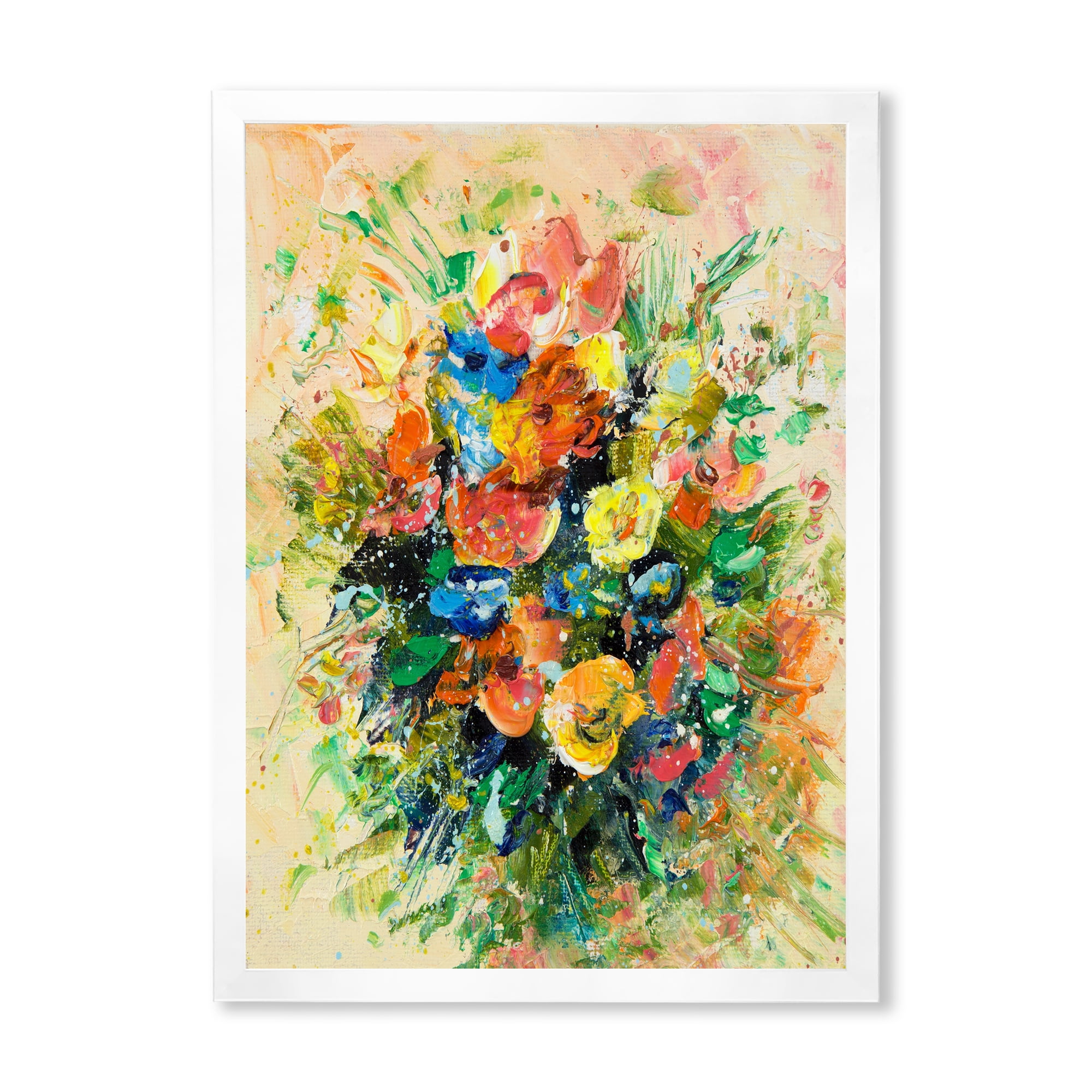 Designart 'Ancient Fresh Flowers Bouquet Of Wildflowers' Traditional Framed Art Print
