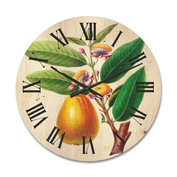 Designart 'Ancient Fruits I' Farmhouse Wood Wall Clock