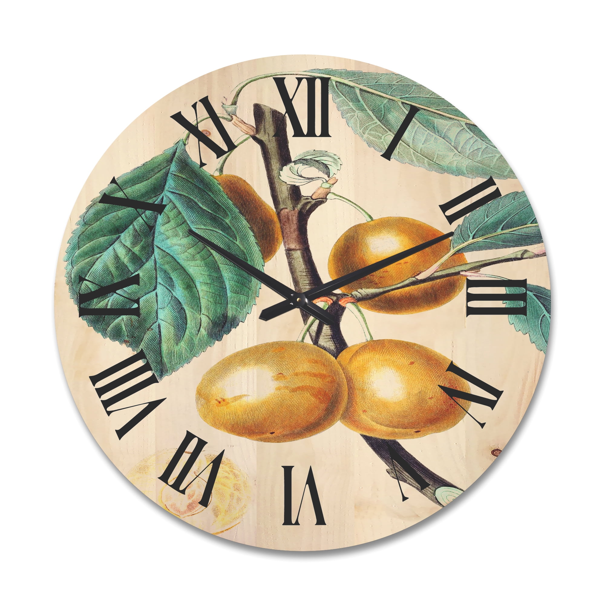 Designart 'Ancient Fruits II' Farmhouse Wood Wall Clock