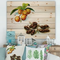 Designart 'Ancient Fruits IV' Farmhouse Print on Natural Pine Wood
