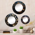 thumbnail image 1 of Designart "Ancient Gold Blue Compass Geometric Navigation I" Modern Round Mirror Set of 3 - Abstract Gold Round Living Room Wall Mirror Set, 1 of 5