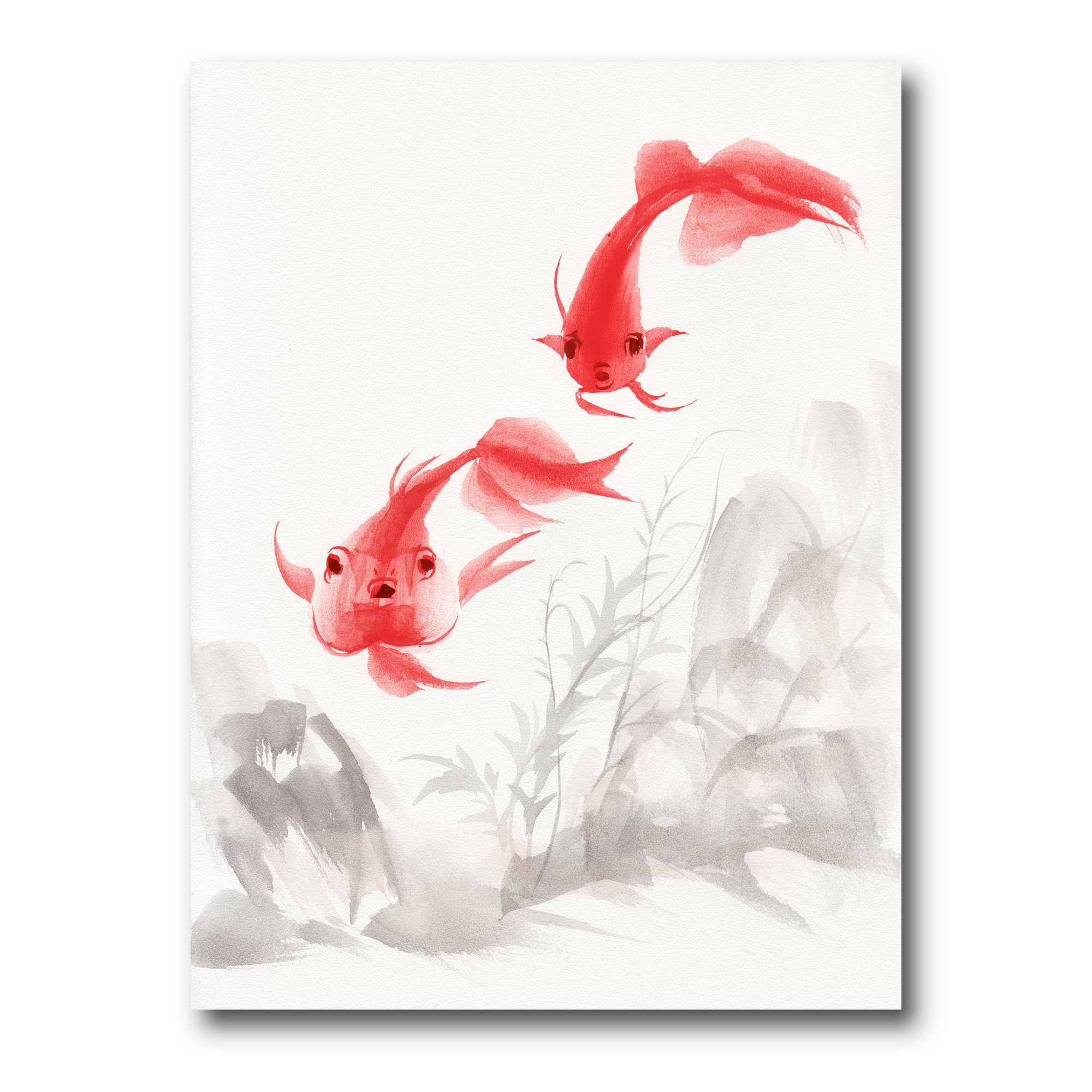 Designart ' Ancient Gold Fishes ' Nautical & Coastal Canvas Wall Art Print