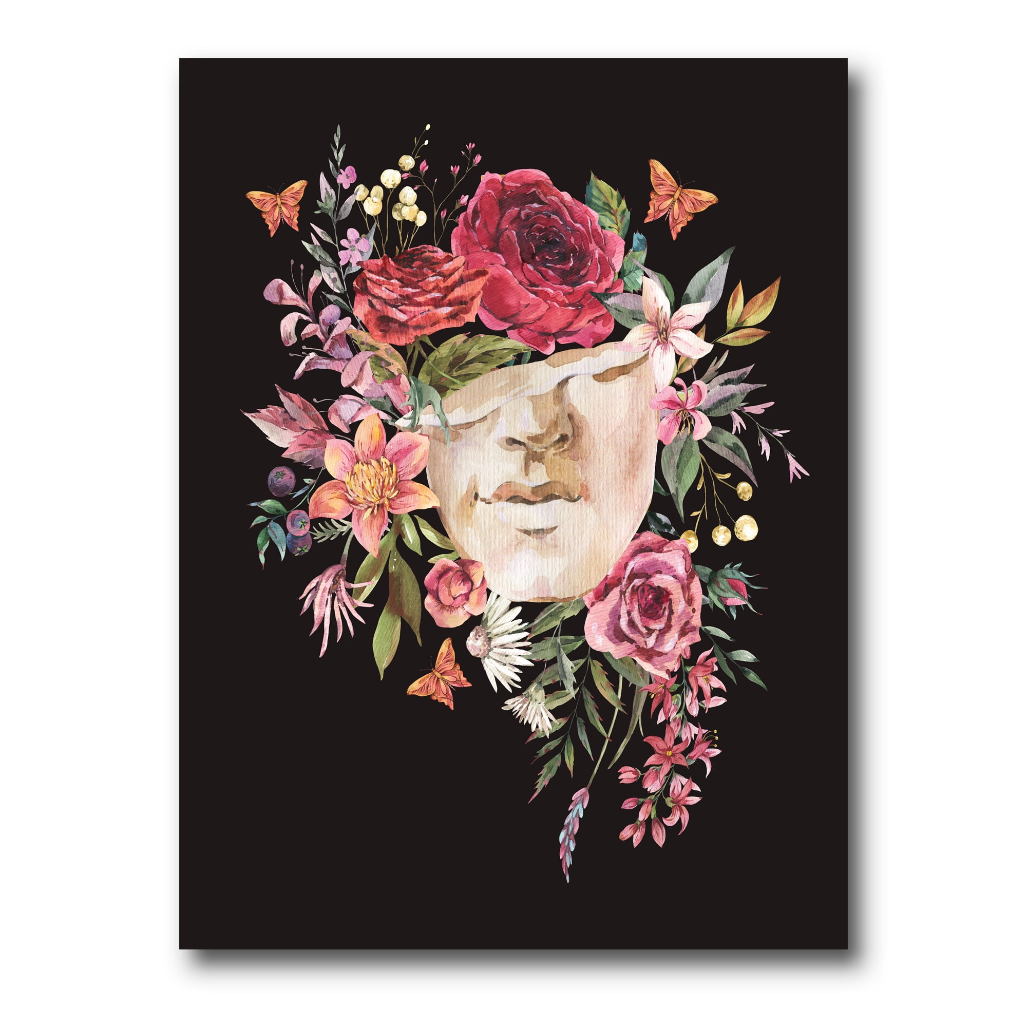 Designart ' Ancient Greek Sculpture Detail With Dry Flowers ' Traditional Canvas Wall Art Print