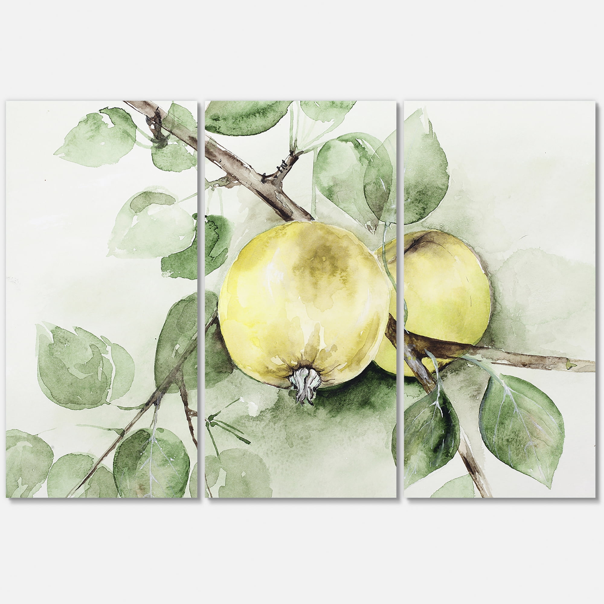 Designart ' Ancient Green Appels ' Farmhouse Canvas Wall Art Print