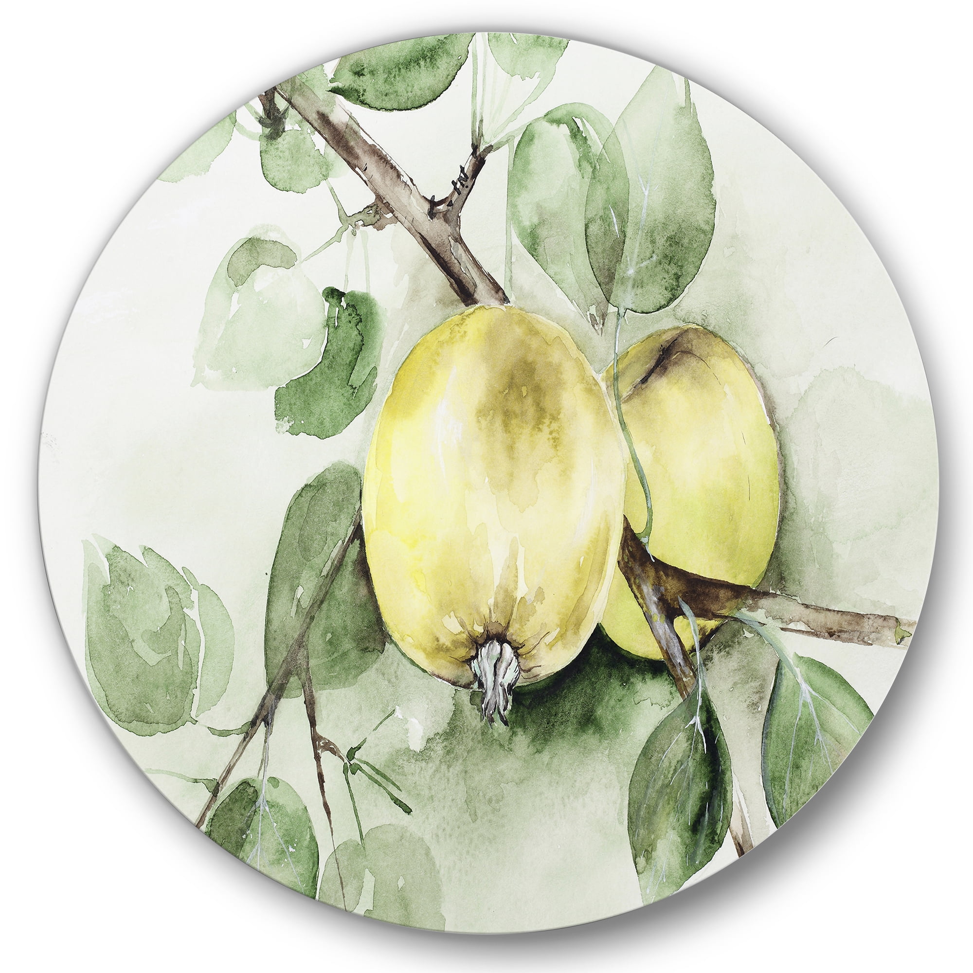 Designart 'Ancient Green Appels' Farmhouse Circle Metal Wall Art 36x36 - Disc of 36
