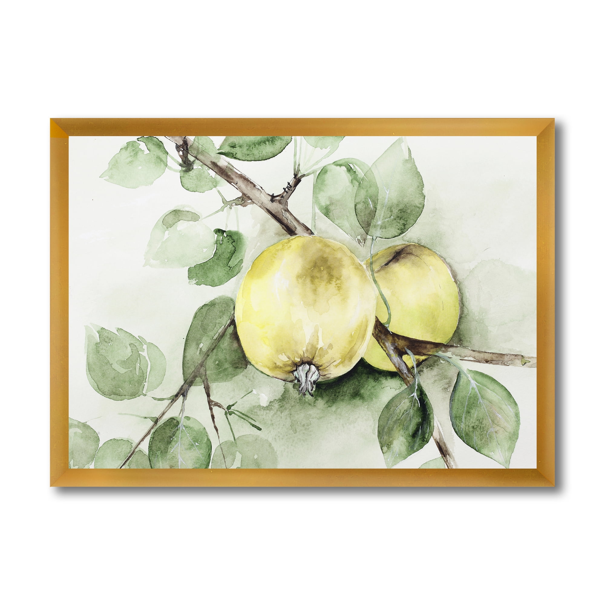 Designart 'Ancient Green Appels' Farmhouse Framed Art Print