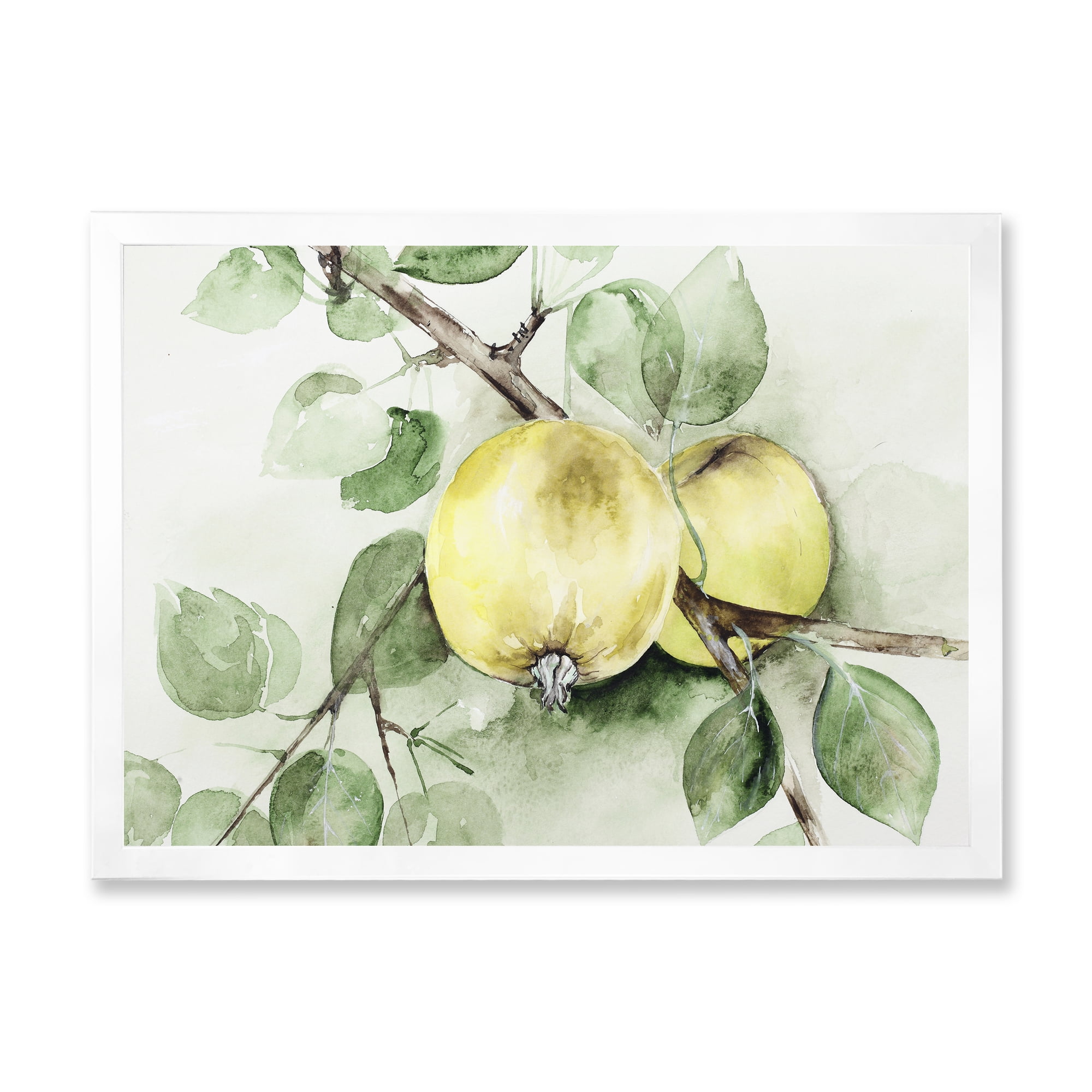 Designart 'Ancient Green Appels' Farmhouse Framed Art Print